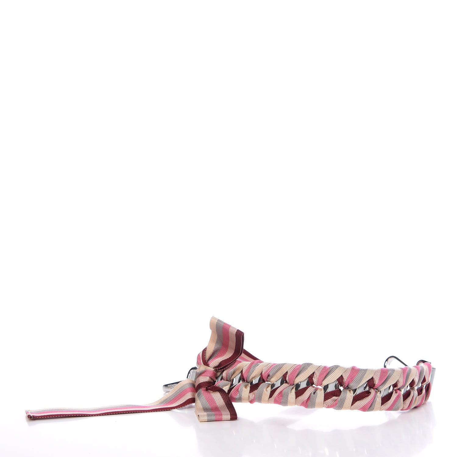 Fendi Calfskin Ribbon Lace Up Bow Mini Strap You Grey Pink 2 of 5