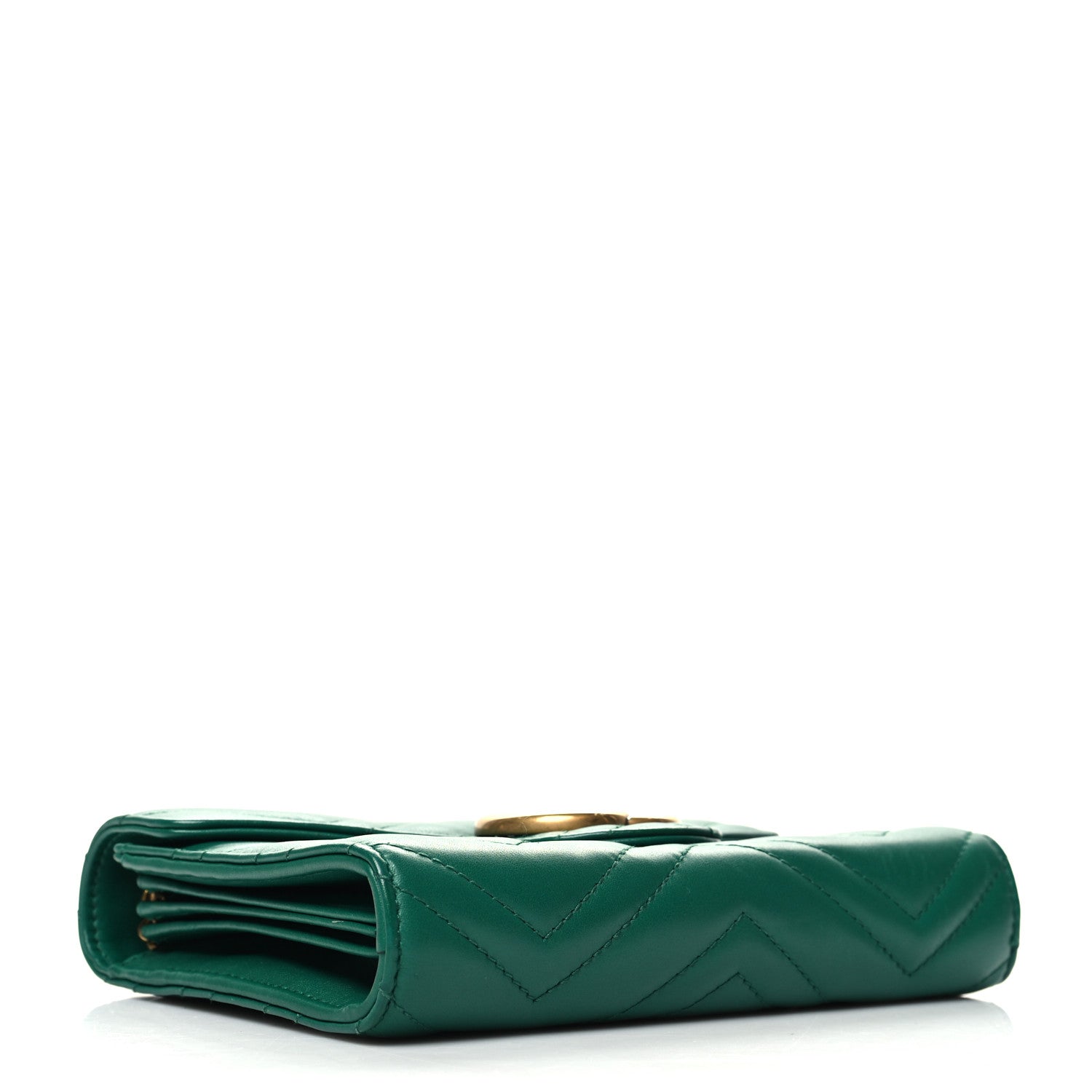 Gucci Calfskin Matelasse GG Marmont Chain Wallet Emerald Green 4 of 10