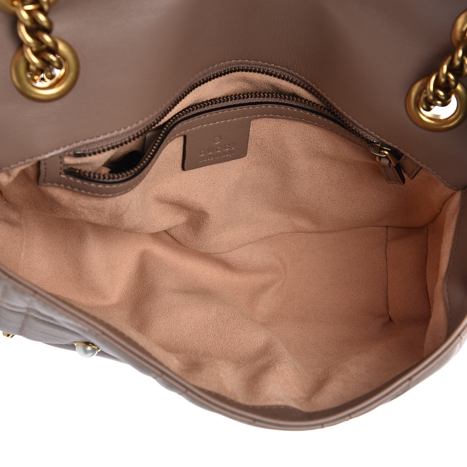 Gucci Calfskin Matelasse Studded Small Pearly GG Marmont Shoulder Bag Porcelain Rose 5 of 10