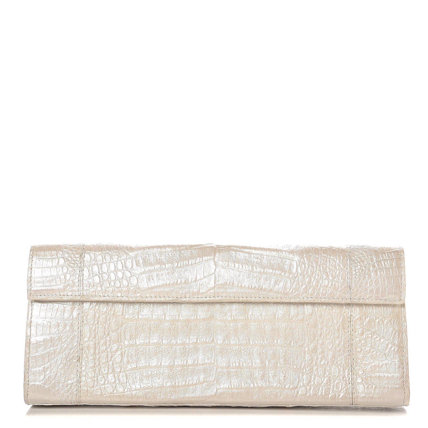 Nancy Gonzalez Crocodile Foldover Clutch White 1 of 7
