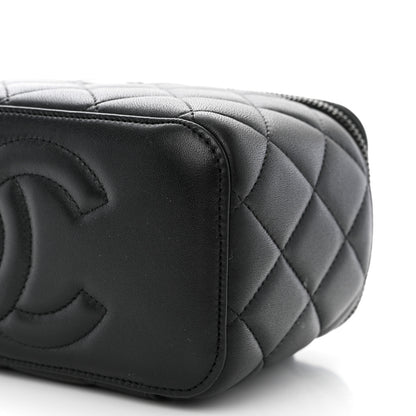 Chanel Lambskin Quilted Small Top Handle Vanity Case With Chain So Black 10 of 13