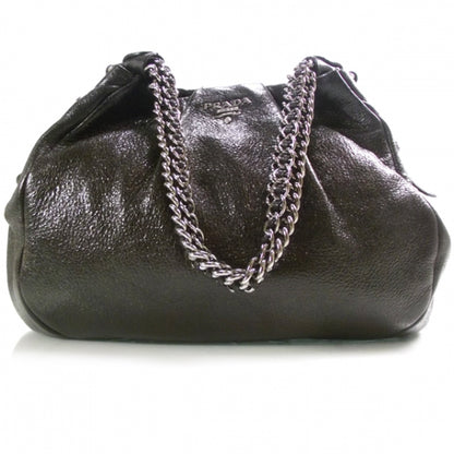 Prada Cervo Lux Chain Shoulder Bag Black 1 of 9