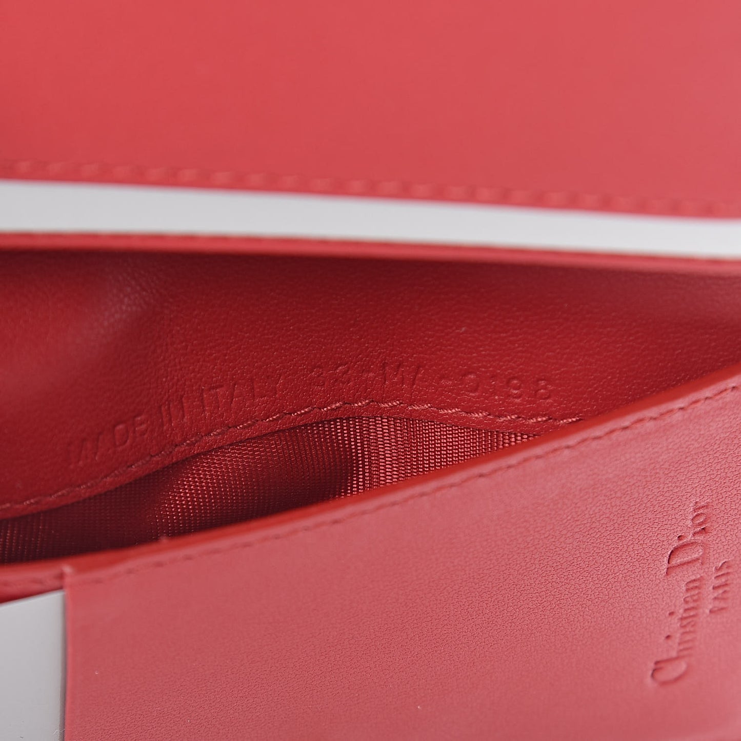 Lambskin Cannage Small Lady Dior Flap Card Holder Red