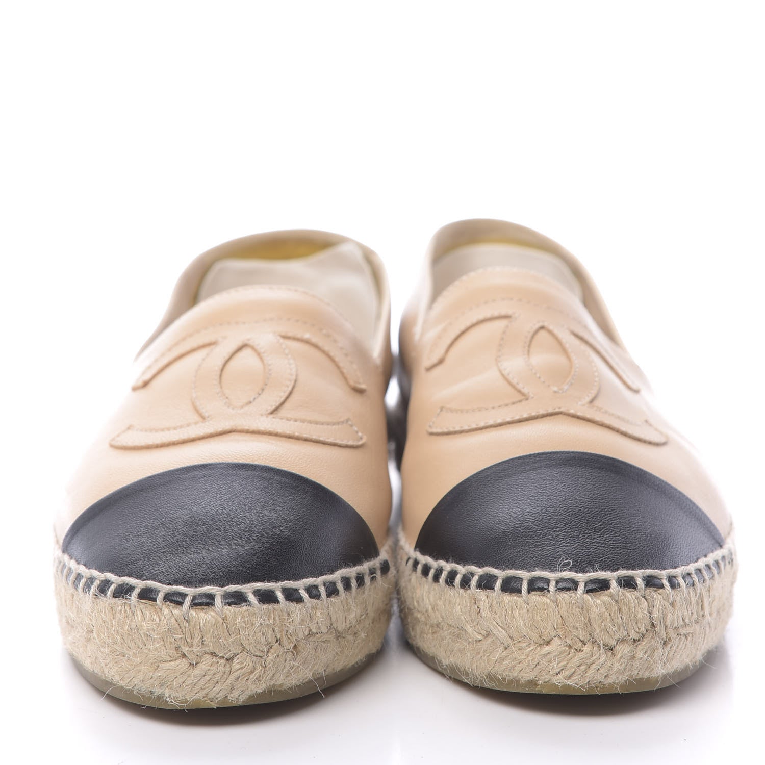 Chanel Lambskin CC Espadrilles 38 Beige Black 2 of 10