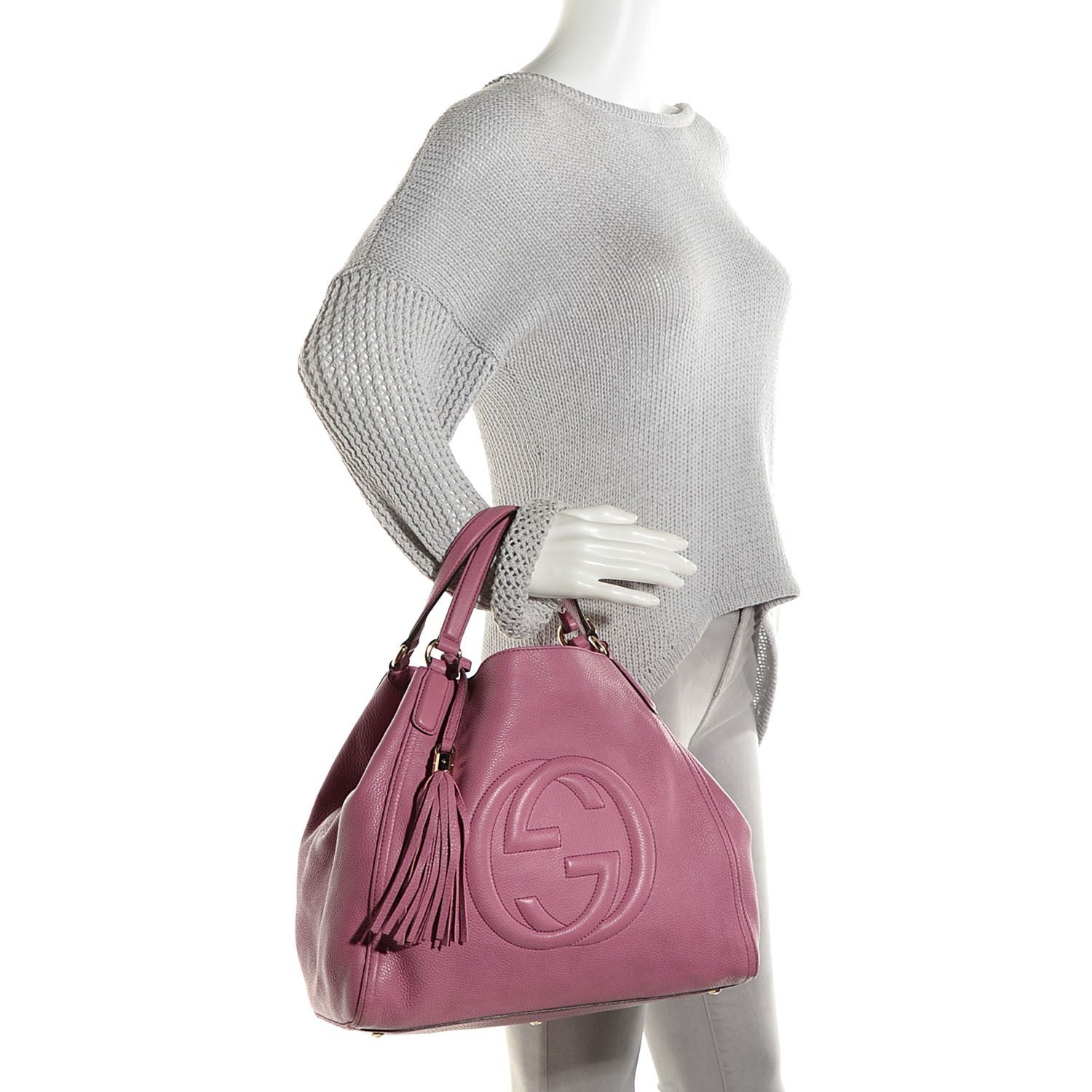 Gucci Pebbled Calfskin Medium Soho Shoulder Bag Fresia Rose 2 of 7