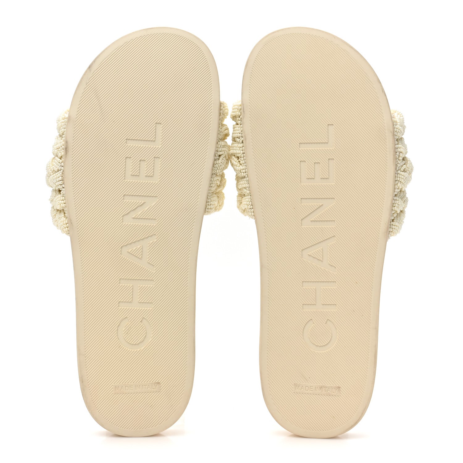 Chanel Lambskin Pearl Beaded Woven Slides 40 Beige 5 of 9