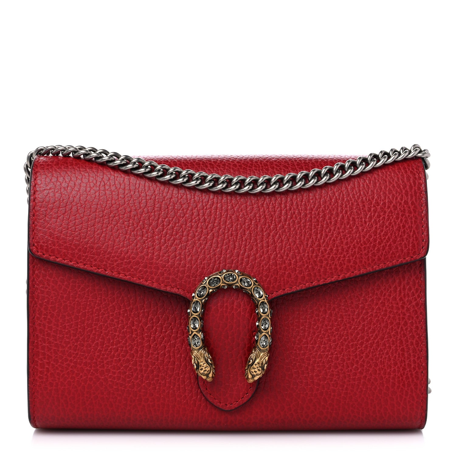Gucci Calfskin Mini Dionysus Chain Wallet Hibiscus Red 1 of 10