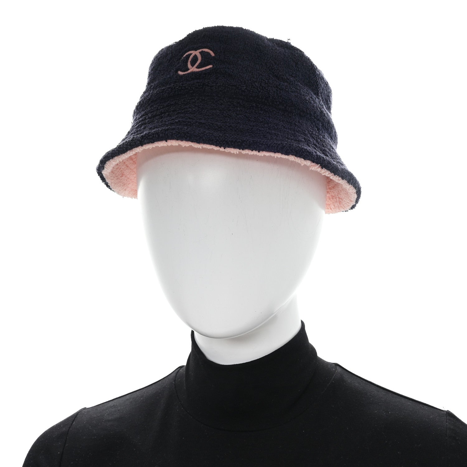 Chanel Cotton Terry Cloth CC Bucket Hat S Blue Pink 2 of 9