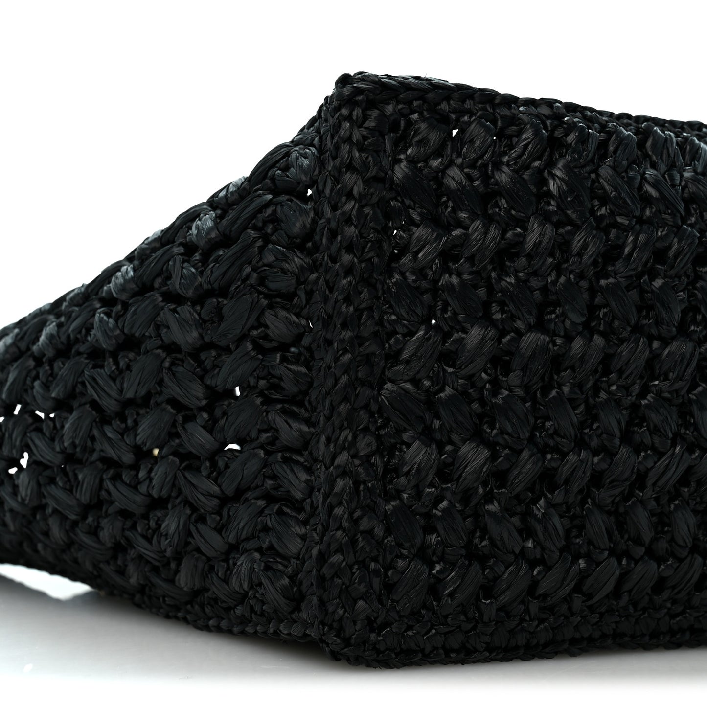 Raffia Coco Beach Shopping Bag Black