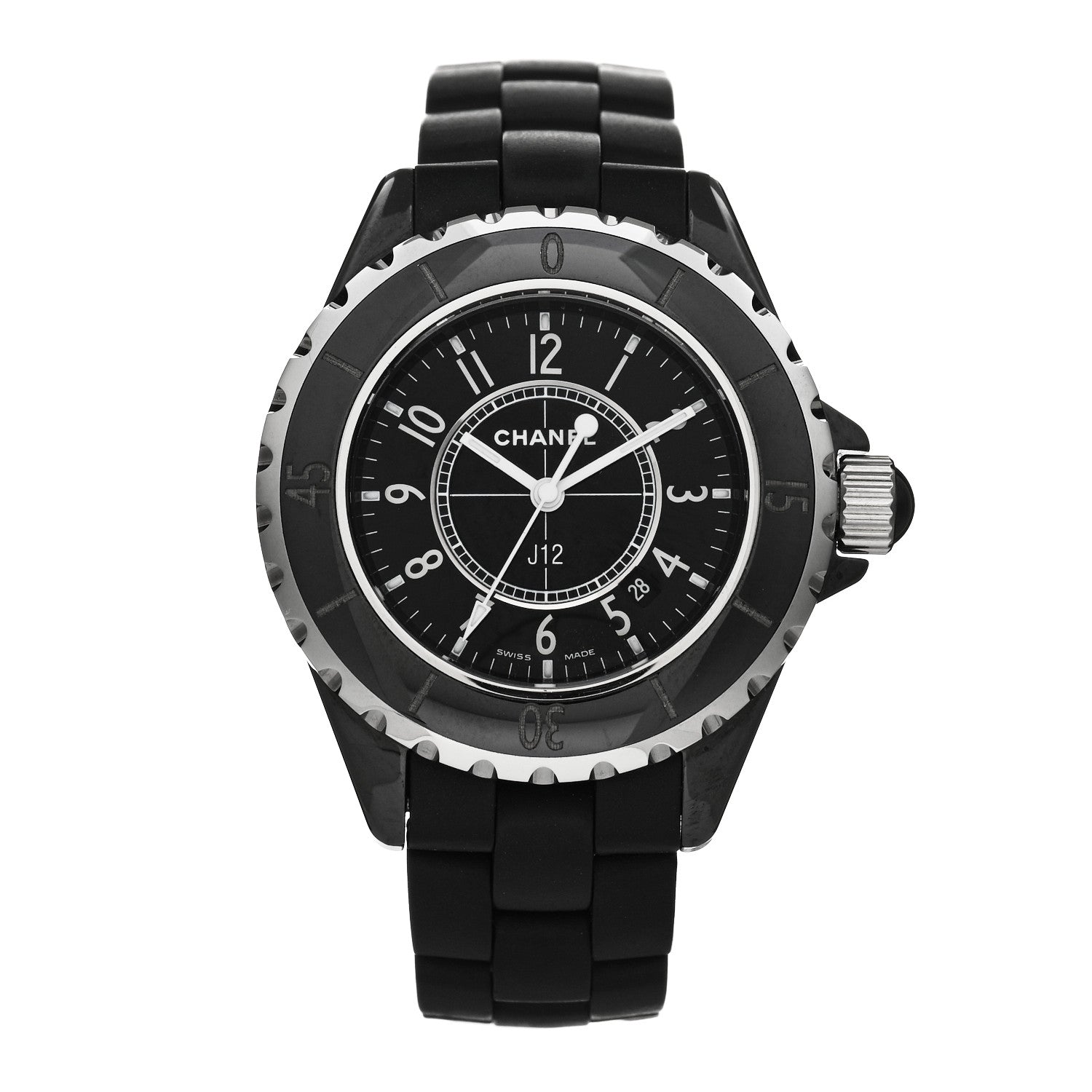 Chanel Stainless Steel Matte Ceramic 33mm J12 Quartz Watch Black 1 of 5
