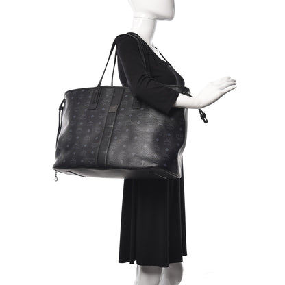 MCM Visetos Large Liz Reversible Shopper Tote Black 2 of 19