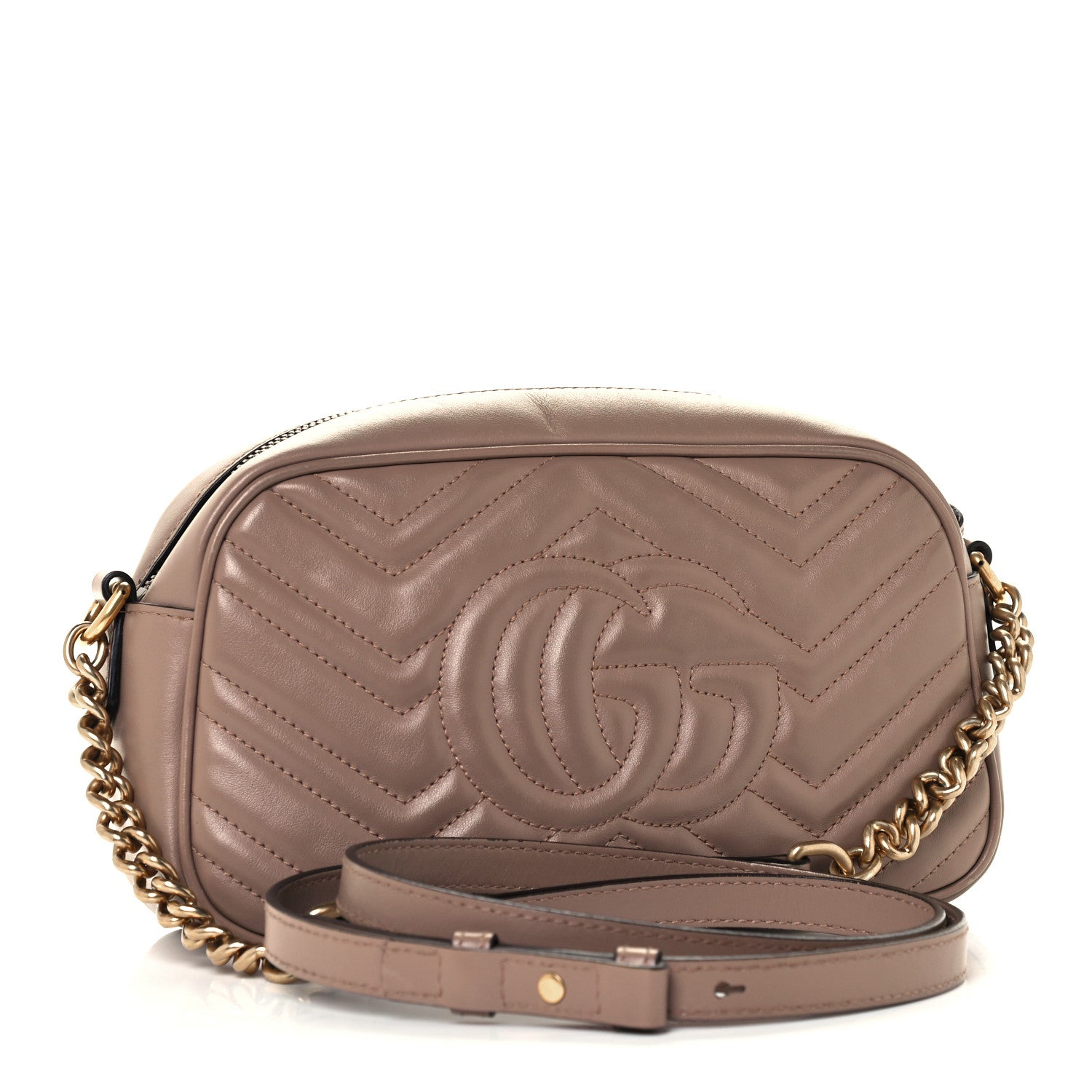 Gucci Calfskin Matelasse Small GG Marmont Chain Shoulder Bag Porcelain Rose 3 of 11