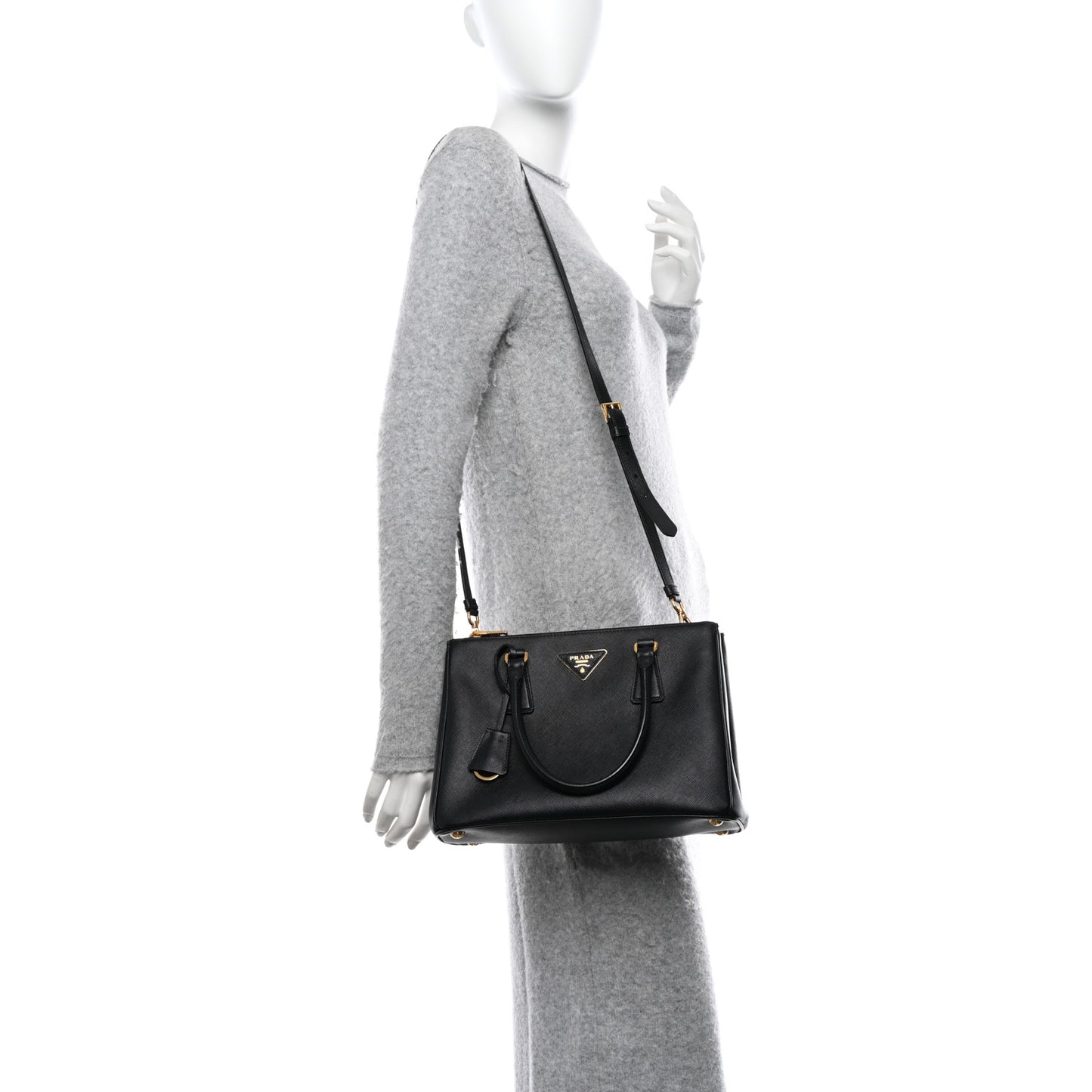 Saffiano Small Galleria Double Zip Tote Black