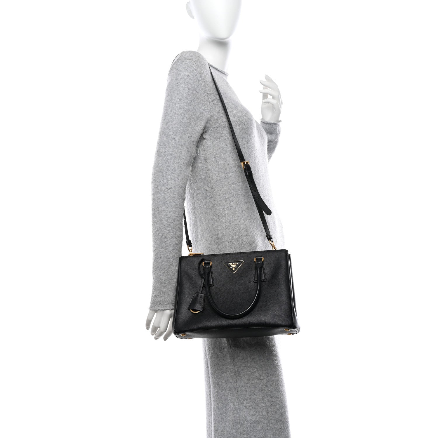 Prada Saffiano Small Galleria Double Zip Tote Black 2 of 9