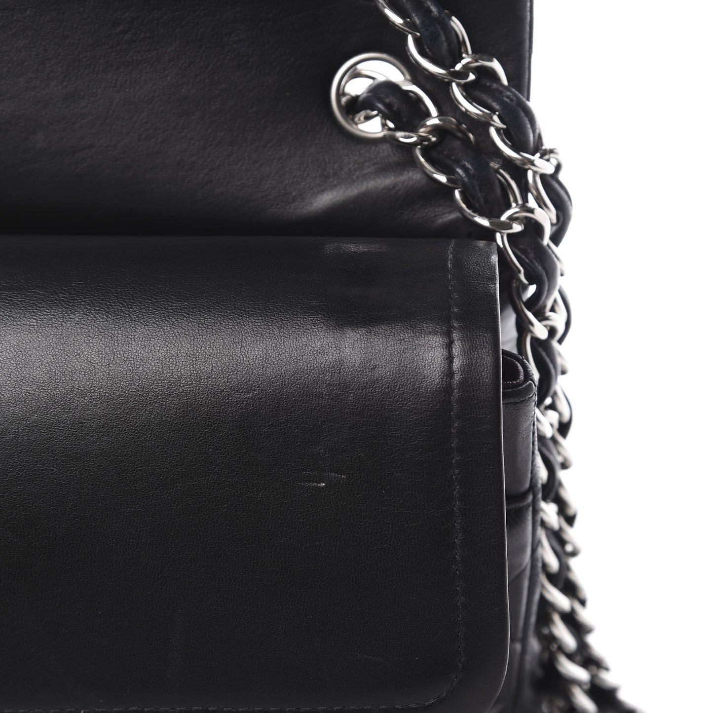 Lambskin Quilted Jumbo Double Flap Black