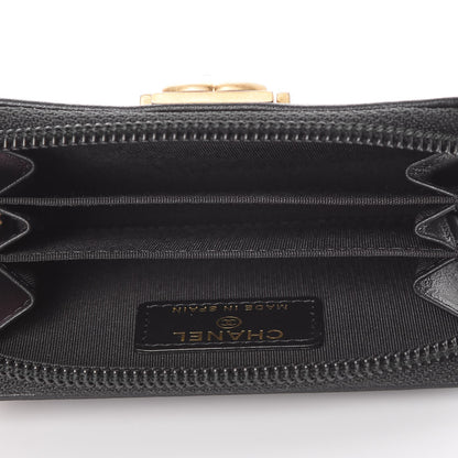 Chanel Calfskin Quilted Zip Around Boy Coin Purse Wallet Black 7 of 8