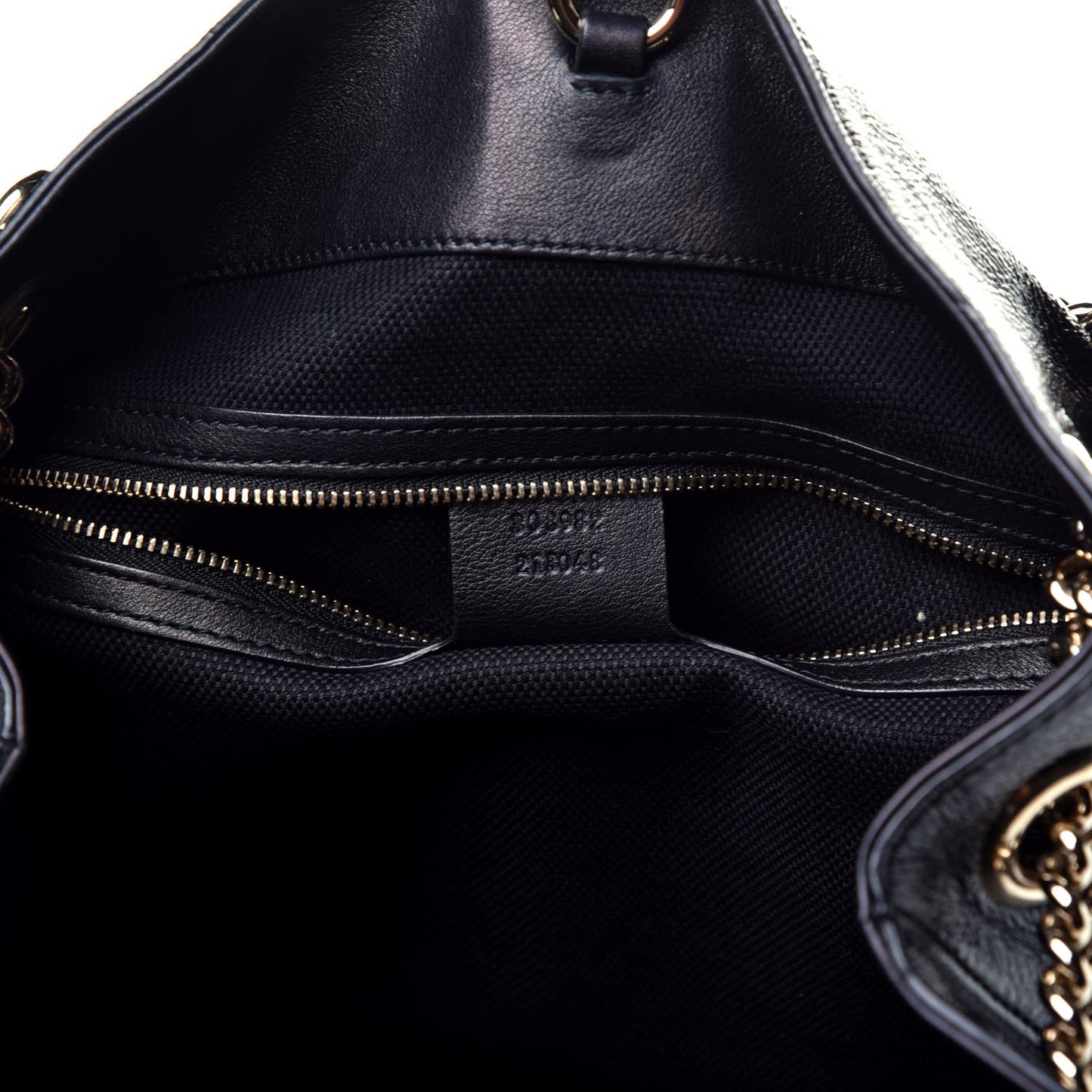 Patent Medium Soho Chain Shoulder Bag Black