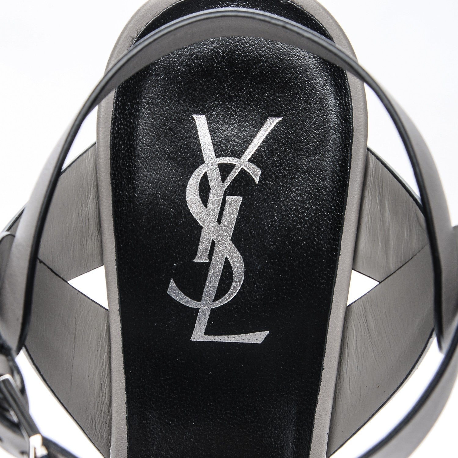 Saint Laurent Calfskin Tribute 105 Platform Sandals 38.5 Grey Black 7 of 7