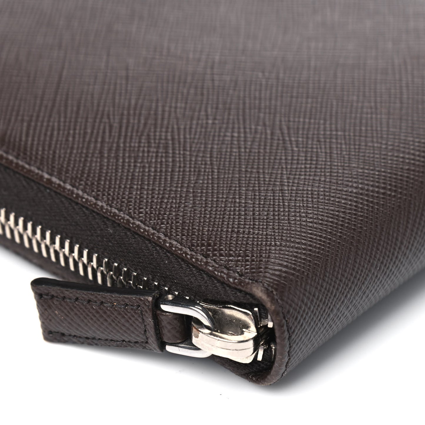 Saffiano Large Zip Around Travel Wallet Brown