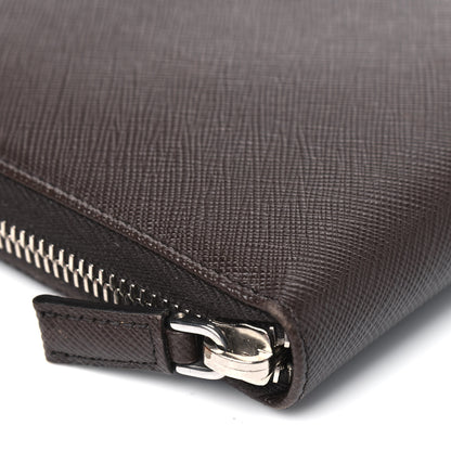 Prada Saffiano Large Zip Around Travel Wallet Brown 7 of 10