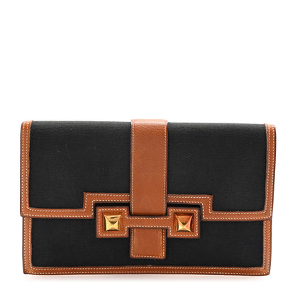 Hermes Canvas Courchevel Medor Clutch Gold Brown 1 of 6