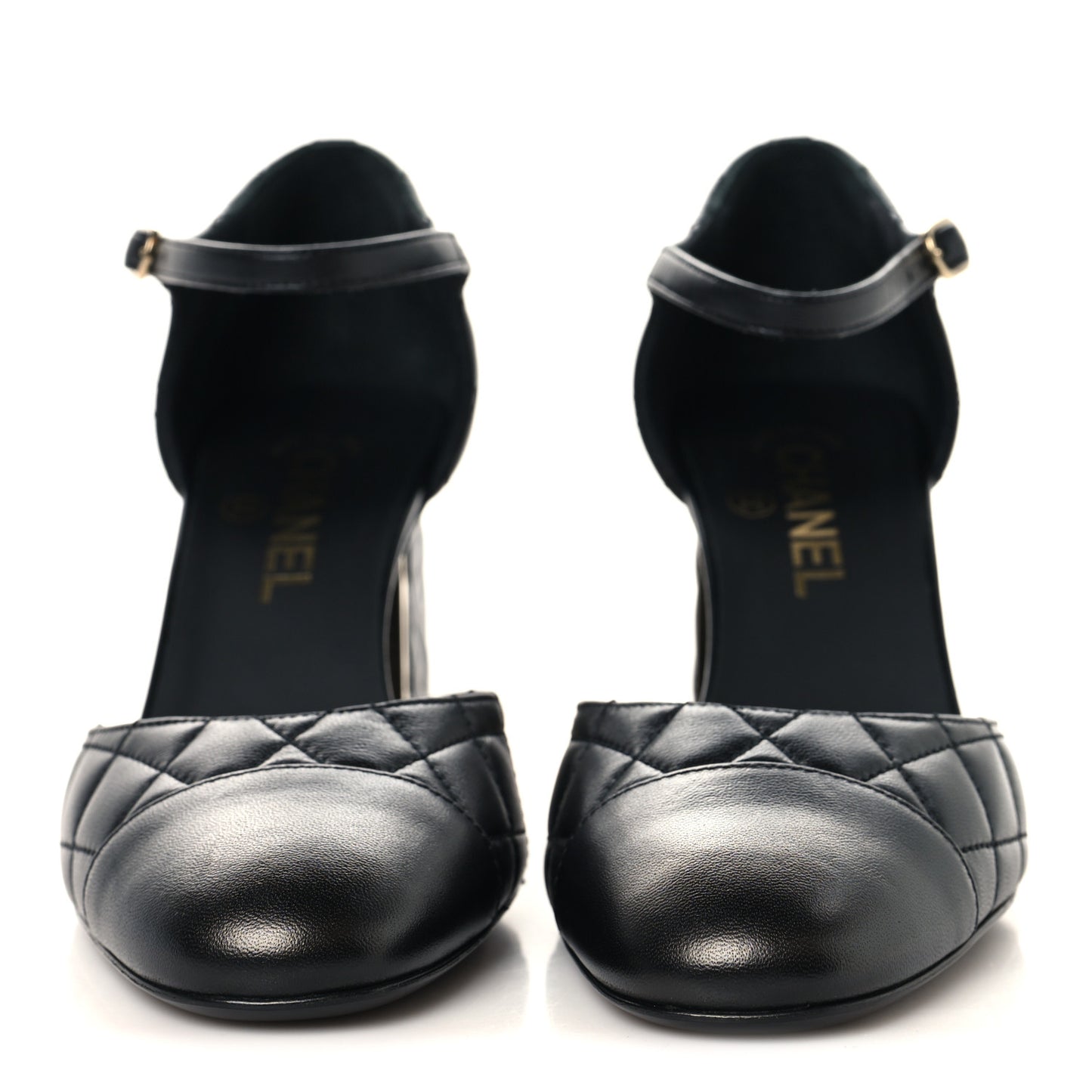 Lambskin Quilted Cap Toe Mary Jane Pumps 37.5 Black