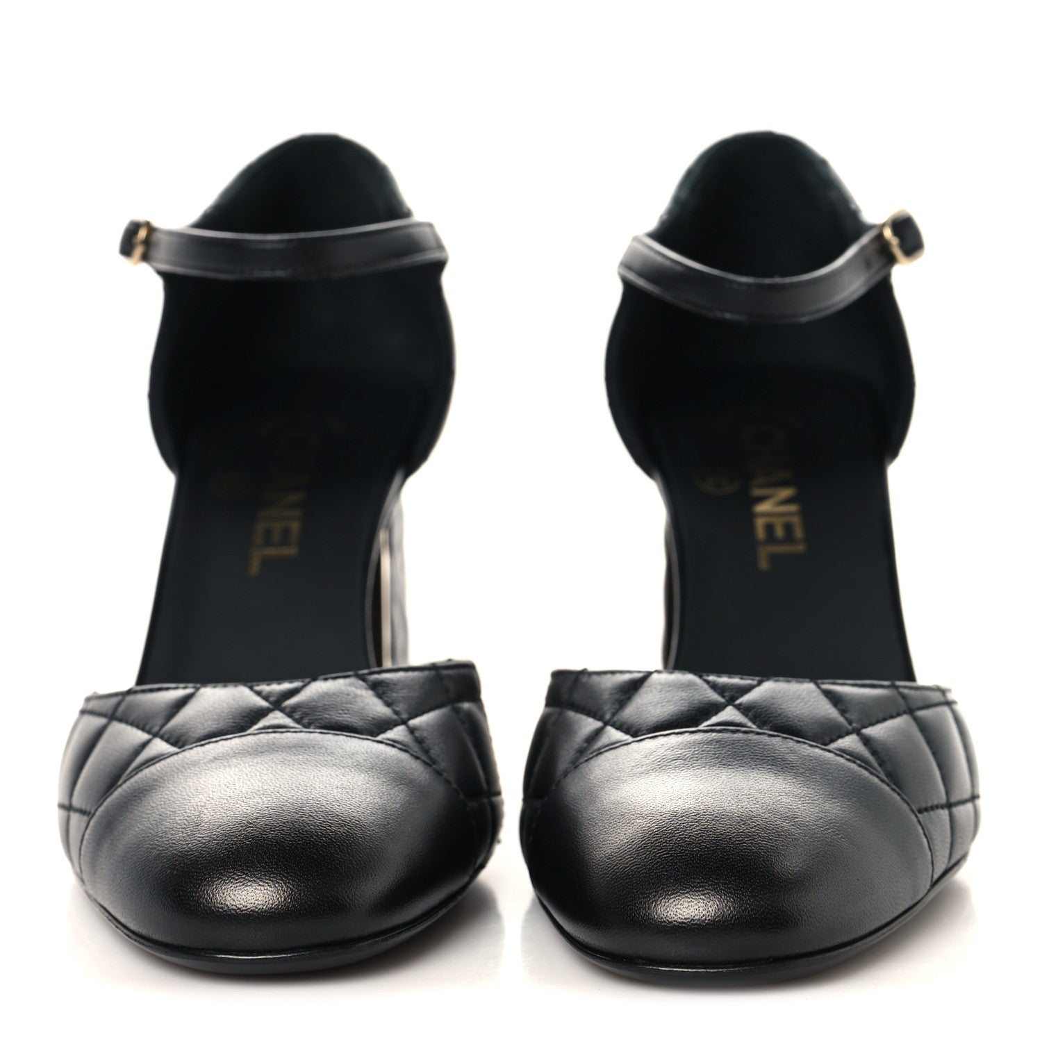 Chanel Lambskin Quilted Cap Toe Mary Jane Pumps 37.5 Black 3 of 10