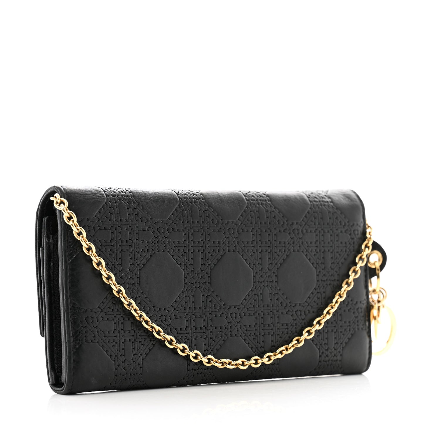 Lambskin Cannage Rendez-vous Chain Wallet Black