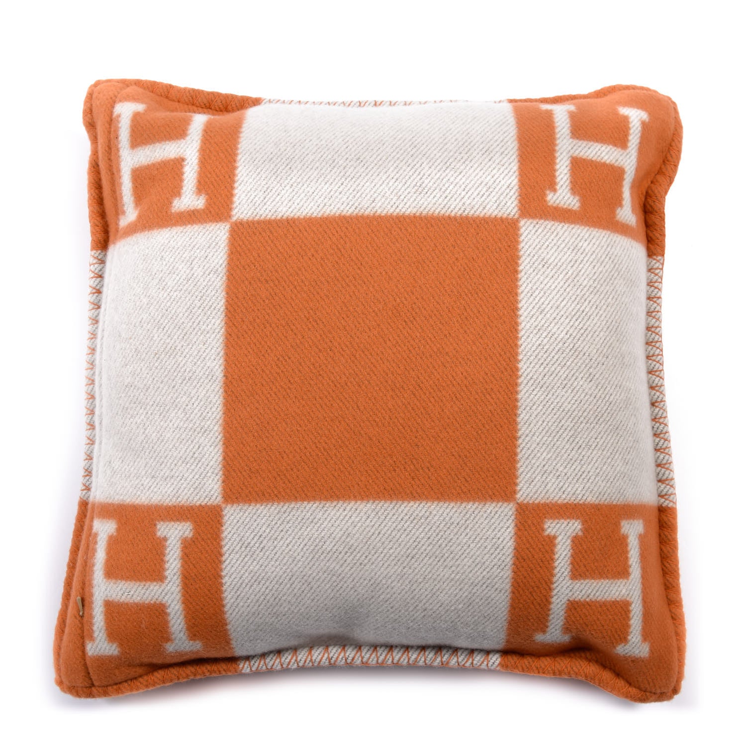 Hermes Wool Cashmere Avalon Pillow PM Ecru Potiron 1 of 3