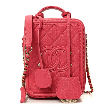 Chanel Caviar Quilted CC North South Filigree Vanity Case Pink 1 of 11