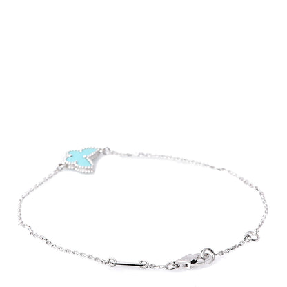 Van Cleef & Arpels 18K White Gold Turquoise Sweet Alhambra Butterfly Bracelet 3 of 7