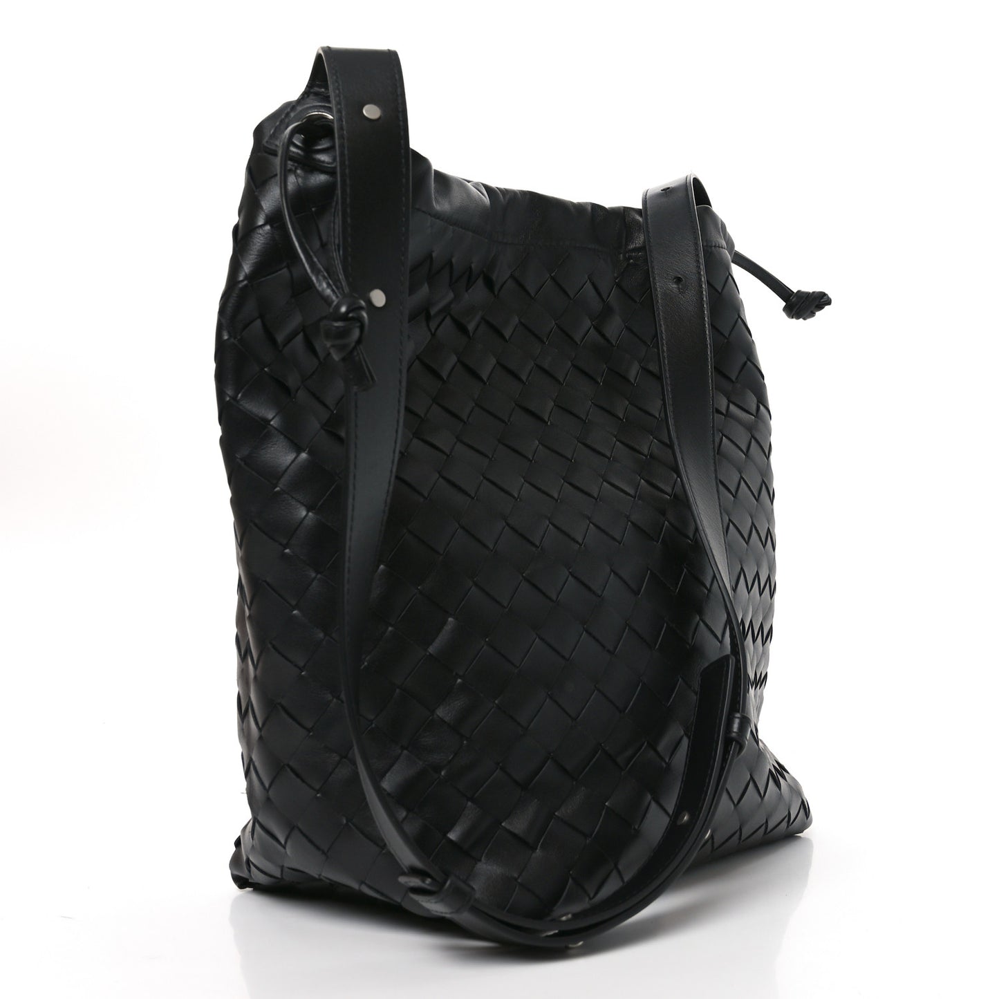 Nappa Intrecciato Biblioteca Bucket Bag Black