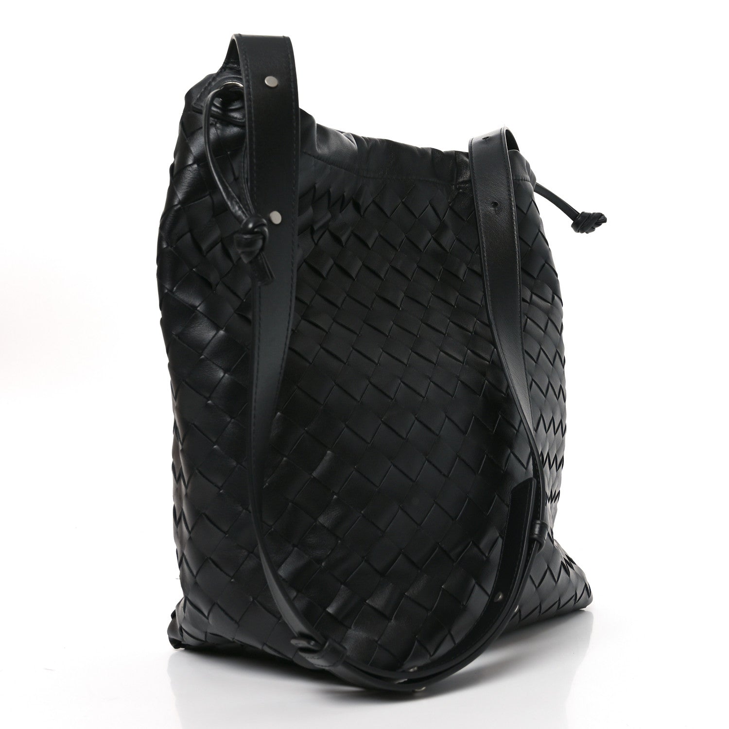 Bottega Veneta Nappa Intrecciato Biblioteca Bucket Bag Black 3 of 11