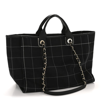 Chanel Cotton Medium Deauville Tote Black White 4 of 13