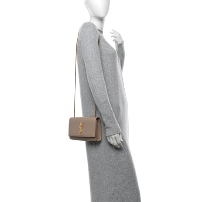 Saint Laurent Grain De Poudre Small Monogram Kate Satchel Dark Beige 2 of 12