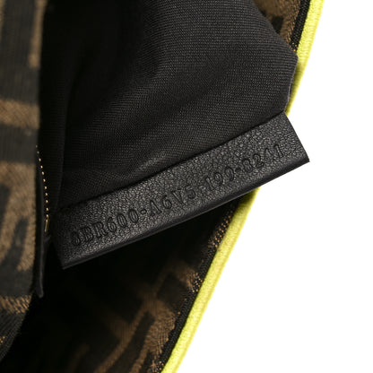 Fendi Fabric Jacquard FF 1974 Large Baguette Tobacco Moro Giallo Fluo 7 of 11