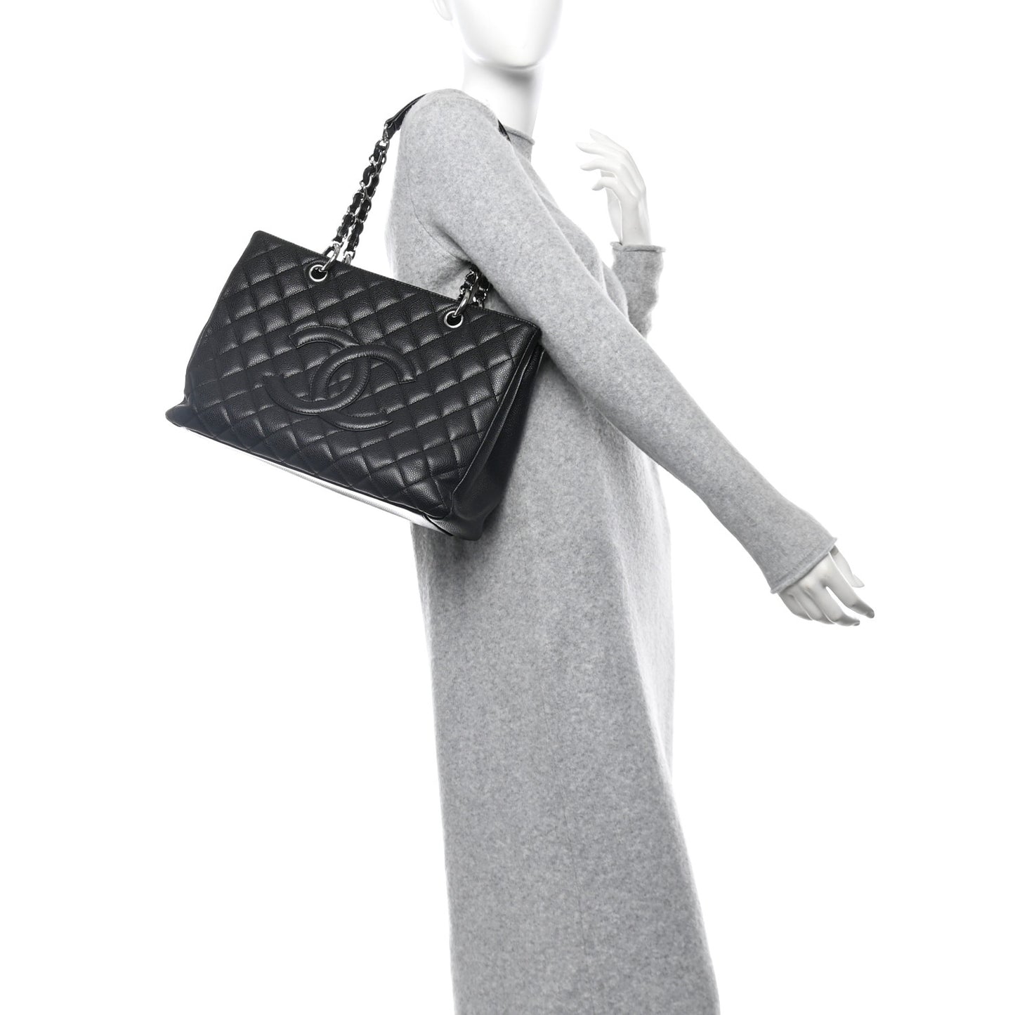 Caviar Quilted Grand Shopping Tote GST Black