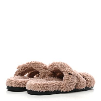 Hermes Woolskin Womens Chypre Sandals 40 Bois De Santal 4 of 8