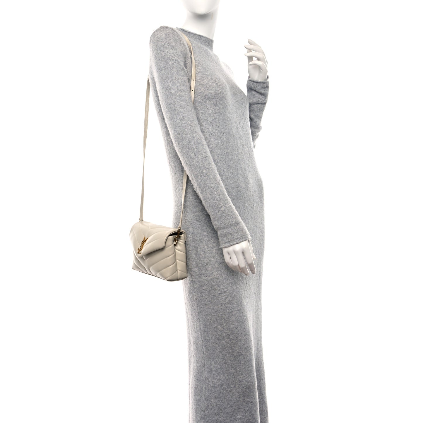 Calfskin Y Quilted Monogram Toy Loulou Crossbody Bag Blanc Vintage