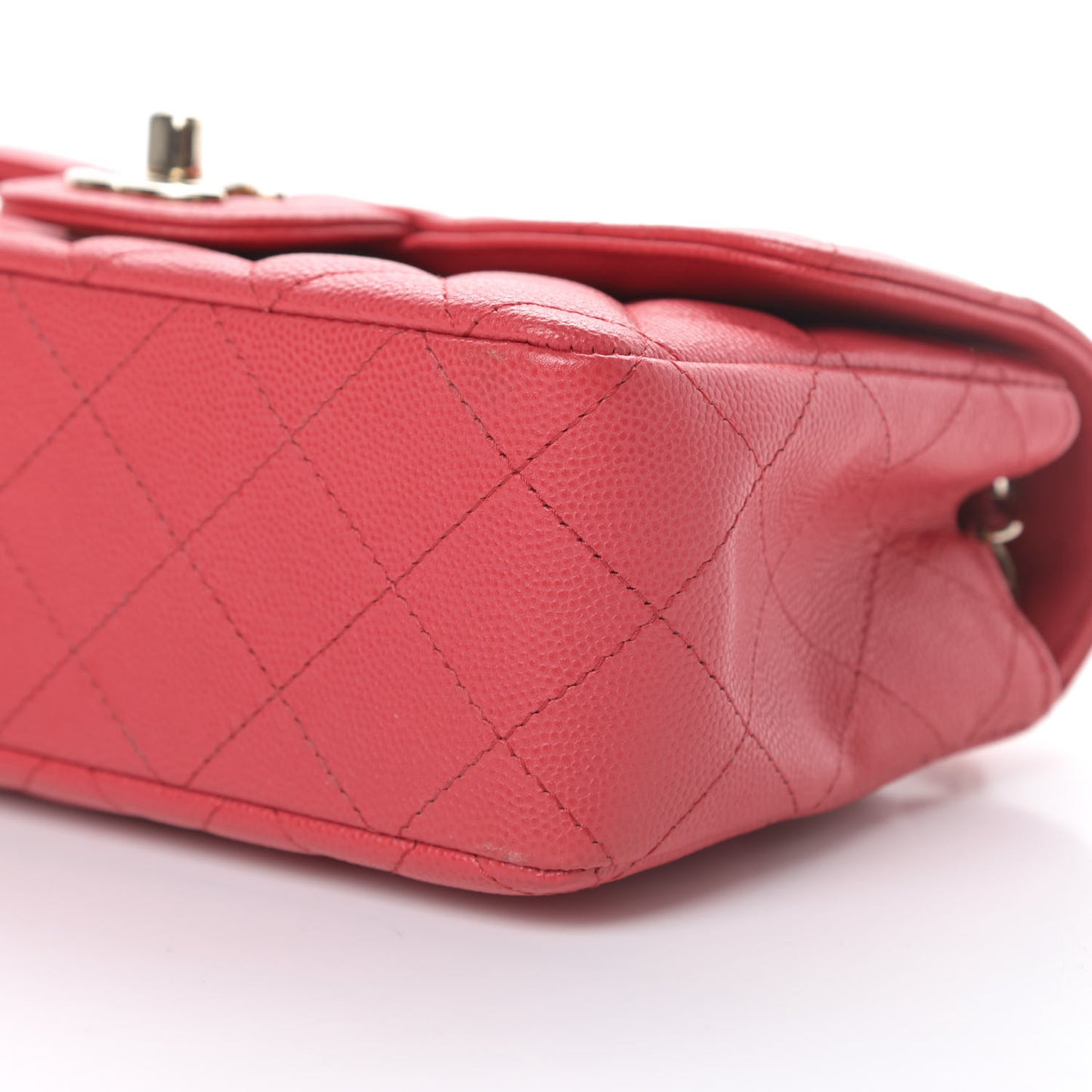Caviar Quilted Mini Rectangular Flap Dark Pink