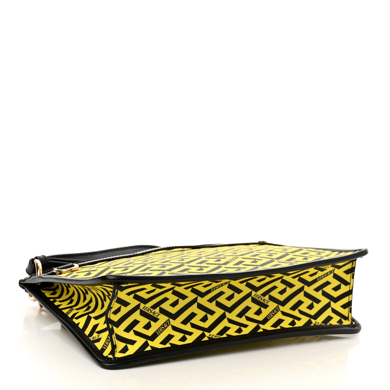 Versace Coated Canvas Large La Greca Signature Pouch Yellow Black 4 of 9