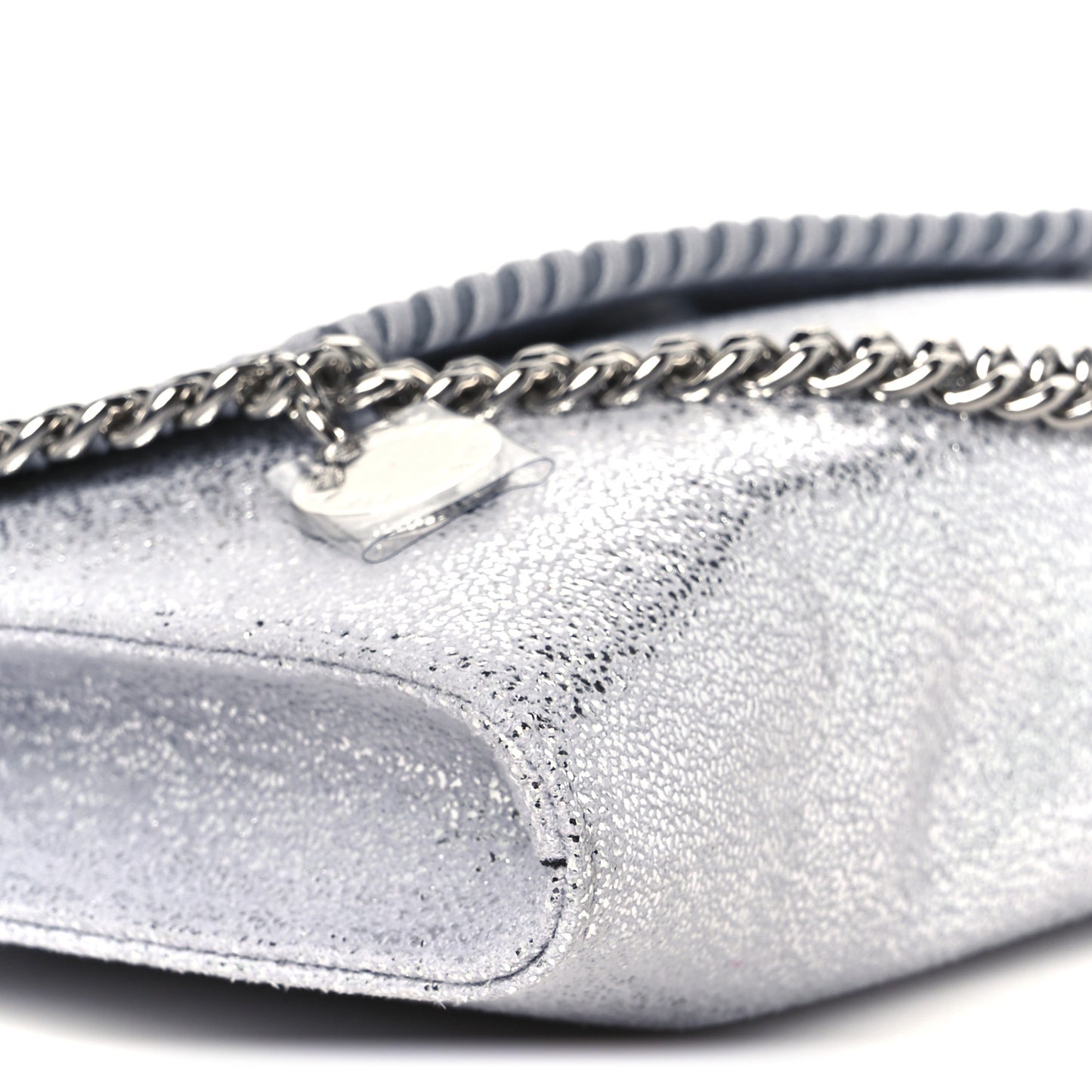 Metallic Shaggy Deer Mini Falabella Crossbody Bag Silver