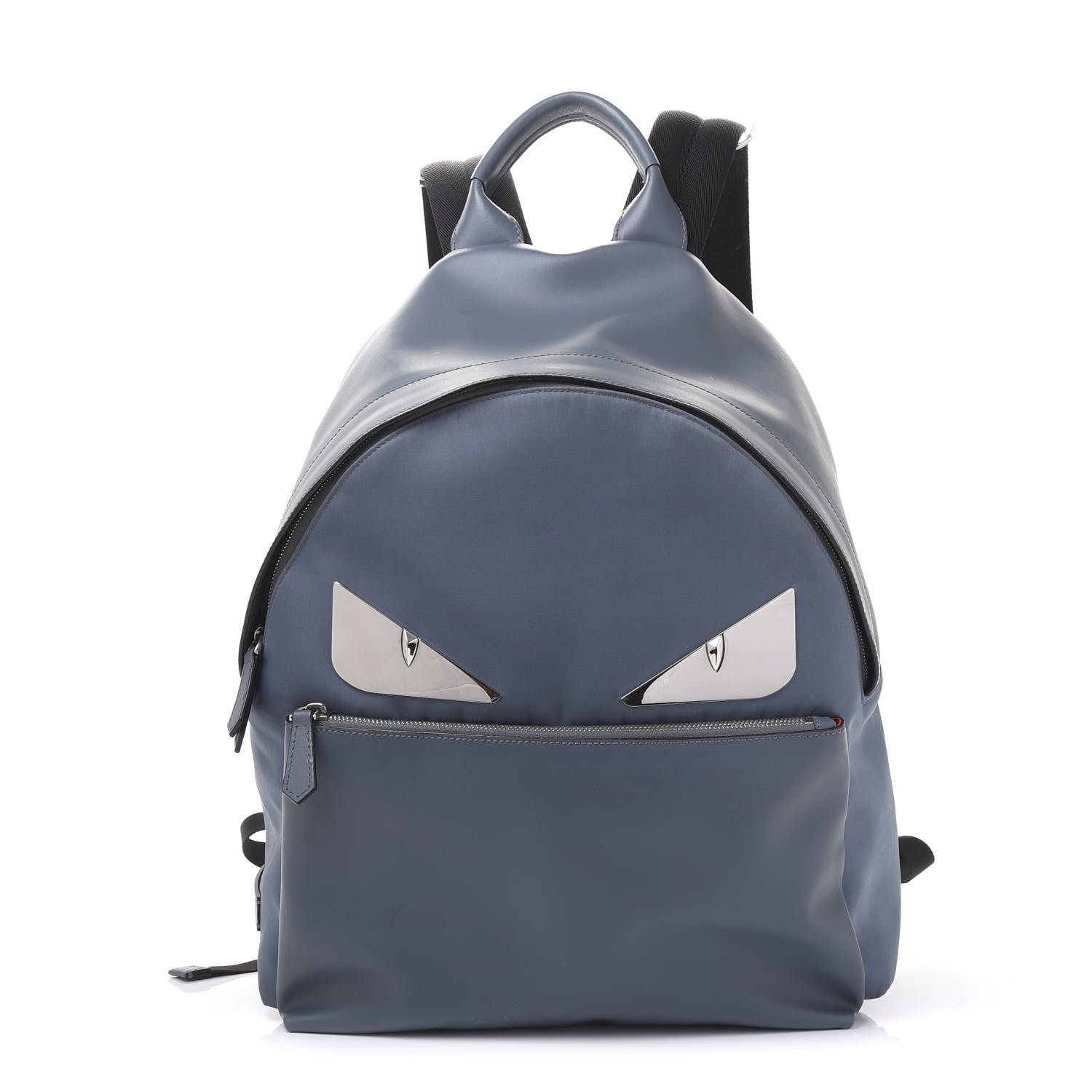 Fendi Nylon Vitello Liberty Metal Monster Eyes Rounded Backpack Tempesta 1 of 8