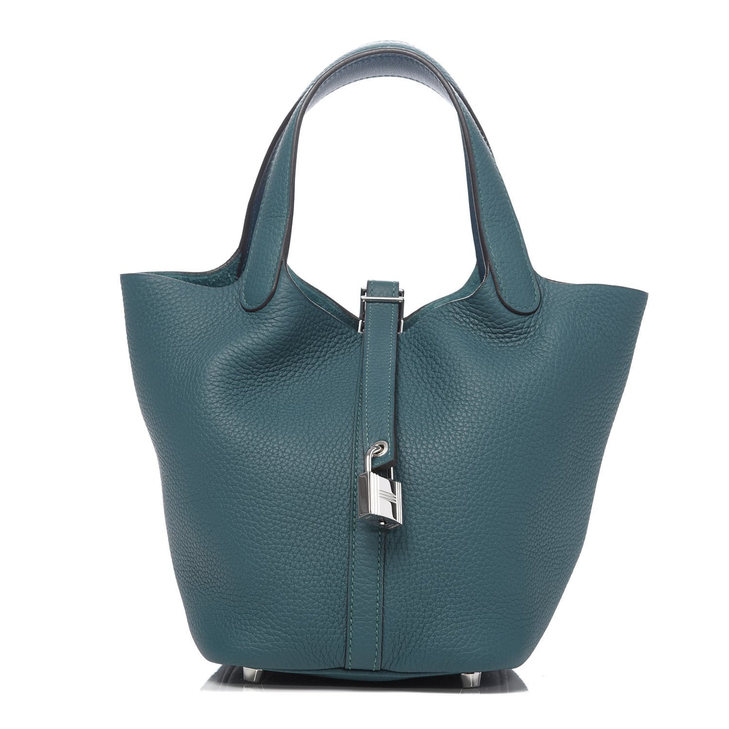 Taurillon Clemence Eclat Picotin Lock 18 PM Vert Bosphore Deep Blue
