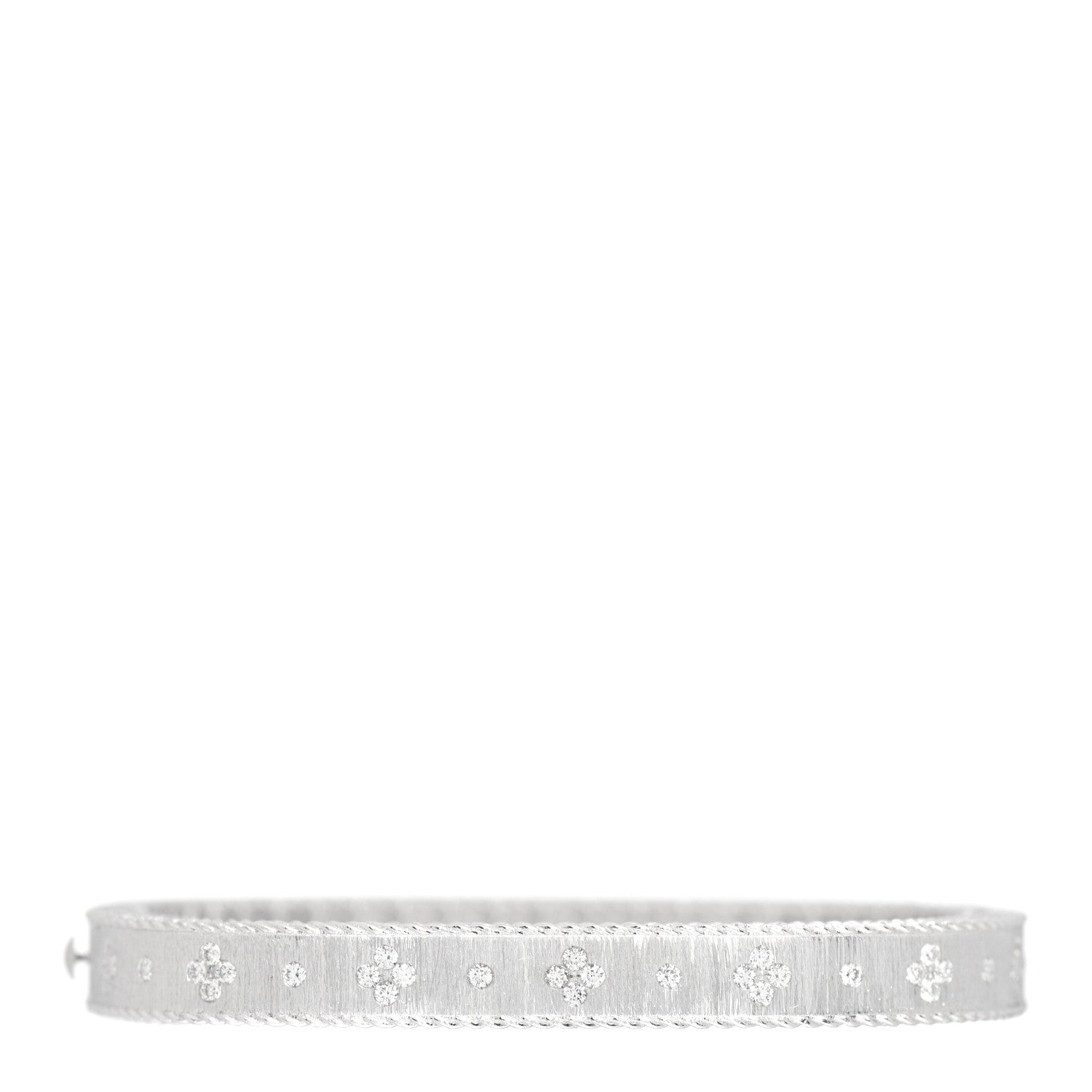 Roberto Coin 18K White Gold Diamond Princess Satin Fleur De Lis Bangle Bracelet 1 of 4