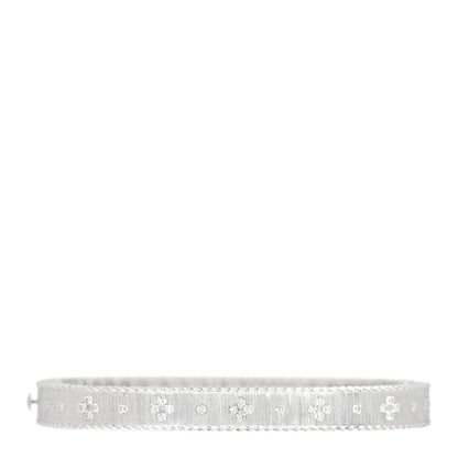 Roberto Coin 18K White Gold Diamond Princess Satin Fleur De Lis Bangle Bracelet 1 of 4
