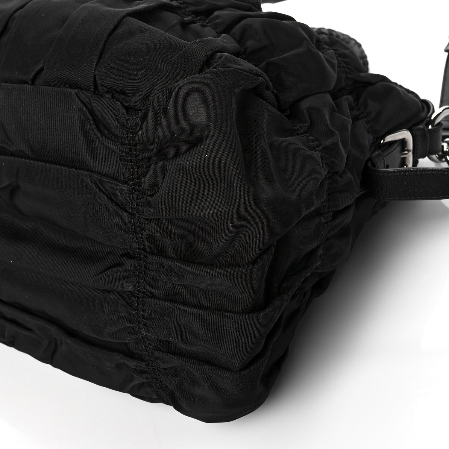 Prada Tessuto Nylon Nappa Braided Gaufre Shopping Satchel Black 9 of 9