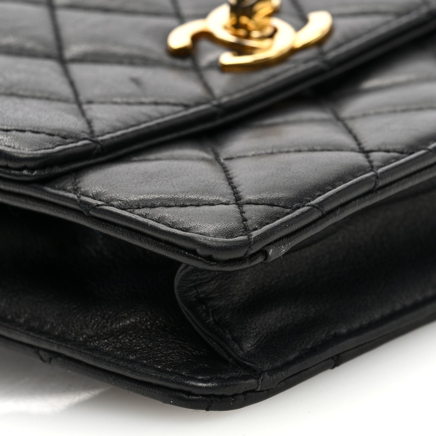 Lambskin Quilted Flap Waist Belt Bag 65 26 Black