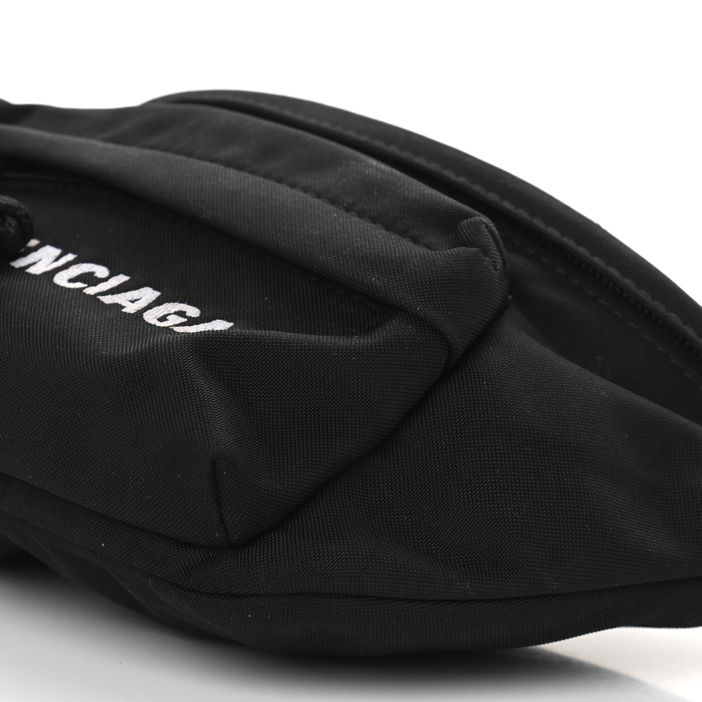 Sport Nylon Logo Embroidered Wheel Belt Bag Black White