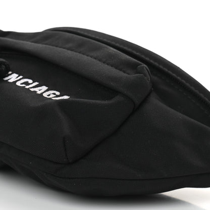 Balenciaga Sport Nylon Logo Embroidered Wheel Belt Bag Black White 8 of 8